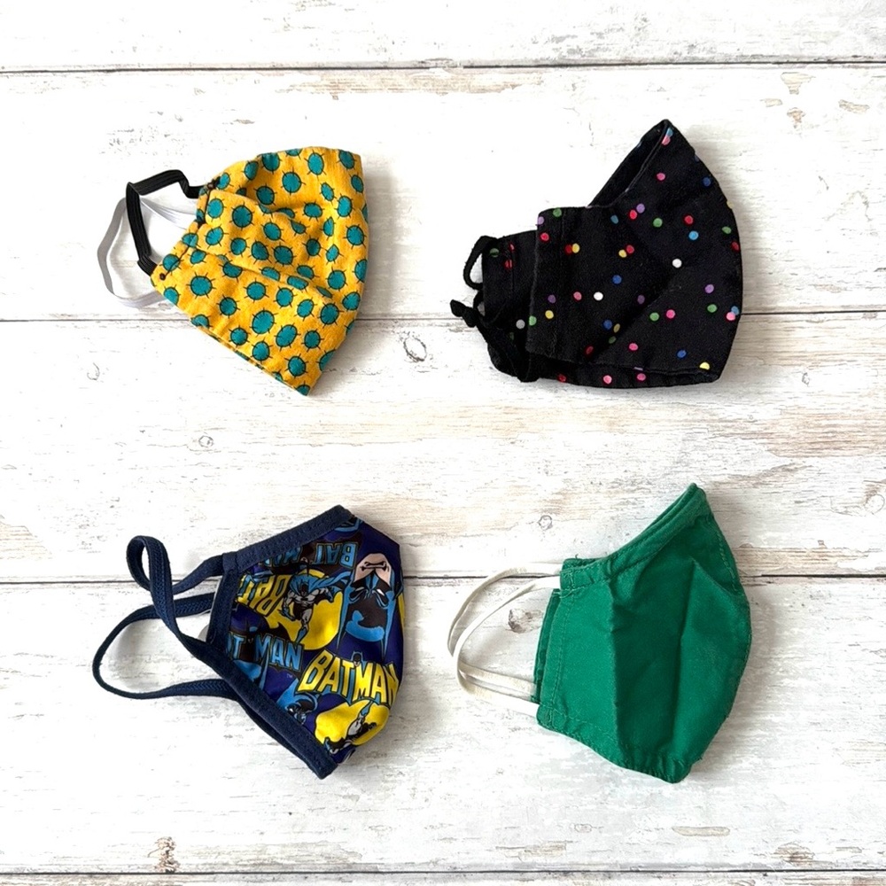 Kids Face Masks Bundle Lot Set of 4 Toddler Little Kid Green Black Batman Etc